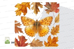 Autumn butterfly amidst leaves clipart png Product Image 1