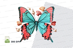 Colorful butterfly with seashells clipart png Product Image 1