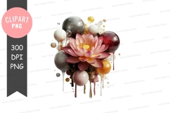 Abstract lotus flower with orbs clipart png Product Image 1
