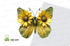 Butterfly with sunflowers clipart png Product Image 1