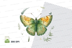 Green butterfly with orange spots clipart png Product Image 1