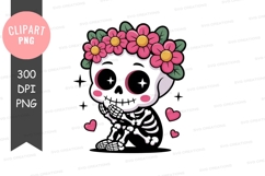 Cute skeleton with flower crown pngg Product Image 1