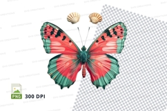Vibrant butterfly with seashells clipart png Product Image 1