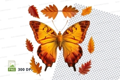 Autumn butterfly with leaves clipart png Product Image 1
