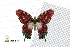 Elegant red and green butterfly clipart png Product Image 1