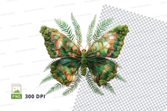Green butterfly with ferns clipart png Product Image 1