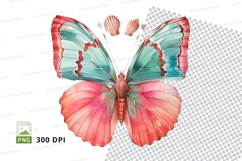 Colorful butterfly with seashells clipart png Product Image 1