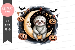 Halloween sloth clipart png Product Image 1
