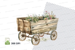 Rustic wooden wheelbarrow with flowers Product Image 1