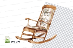 Vintage wooden rocking chair with floral cushion Product Image 1