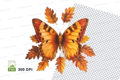 Autumn butterfly with leaves clipart png Product Image 1