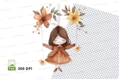 Girl on a swing with flowers Product Image 1