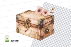 Antique treasure chest with cherry blossoms Product Image 1