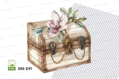 Decorative treasure chest with flower clipart png Product Image 1