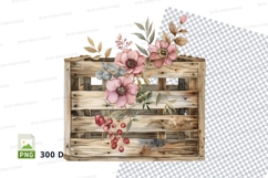 Rustic wooden crate with floral design Product Image 1