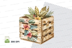 Tropical flower crate clipart png Product Image 1
