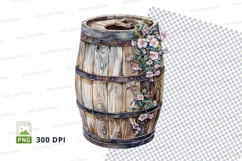 Decorative barrel with flowers clipart png Product Image 1