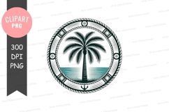 Tropical beach scene with palm tree png Product Image 1