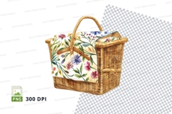 Floral picnic basket clipart png Product Image 1