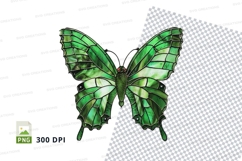 Green stained glass butterfly clipart png Product Image 1
