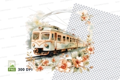 Vintage tram with floral background Product Image 1