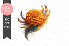 Vibrant flower with feathers clipart png Product Image 1