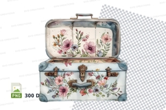Floral decorated suitcase clipart png Product Image 1