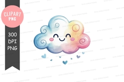 Happy rainbow cloud clipart png Product Image 1