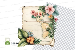 Tropical map with hibiscus flowers Product Image 1