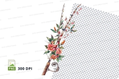 Delicate flower branch clipart png Product Image 1