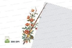 Fishing rod with floral design clipart png Product Image 1
