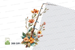Fishing rod with flowers clipart png Product Image 1