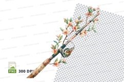 Fishing rod with blossoming branch clipart png Product Image 1