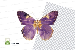 Elegant purple and gold butterfly clipart png Product Image 1