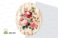 Floral bouquet on wooden background clipart png Product Image 1