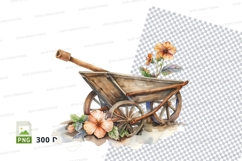 Rustic wheelbarrow with flowers clipart png Product Image 1