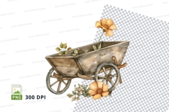 Rustic wooden wheelbarrow with flowers clipart png Product Image 1