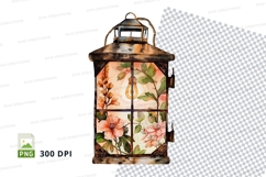 Decorative floral lantern clipart png Product Image 1