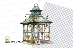 Antique-style metal lantern with floral design Product Image 1