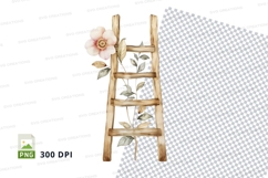 Wooden ladder with flower clipart png Product Image 1
