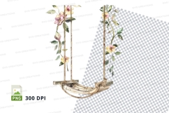 Rustic swing with floral decor clipart png Product Image 1