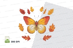 Autumn butterfly with leaves clipart png Product Image 1