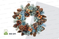 Winter pinecone wreath clipart png Product Image 1