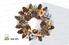 Autumn pinecone and flower wreath Product Image 1
