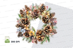 Winter pinecone wreath clipart png Product Image 1