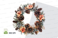 Winter floral wreath clipart png Product Image 1