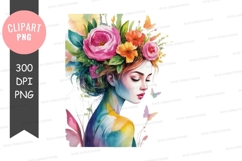 Serene floral woman clipart png Product Image 1