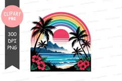 Tropical paradise sunset with rainbow Product Image 1