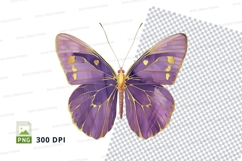 Purple butterfly with gold accents clipart png Product Image 1