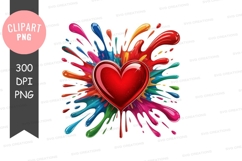 Colorful heart splash clipart png Product Image 1